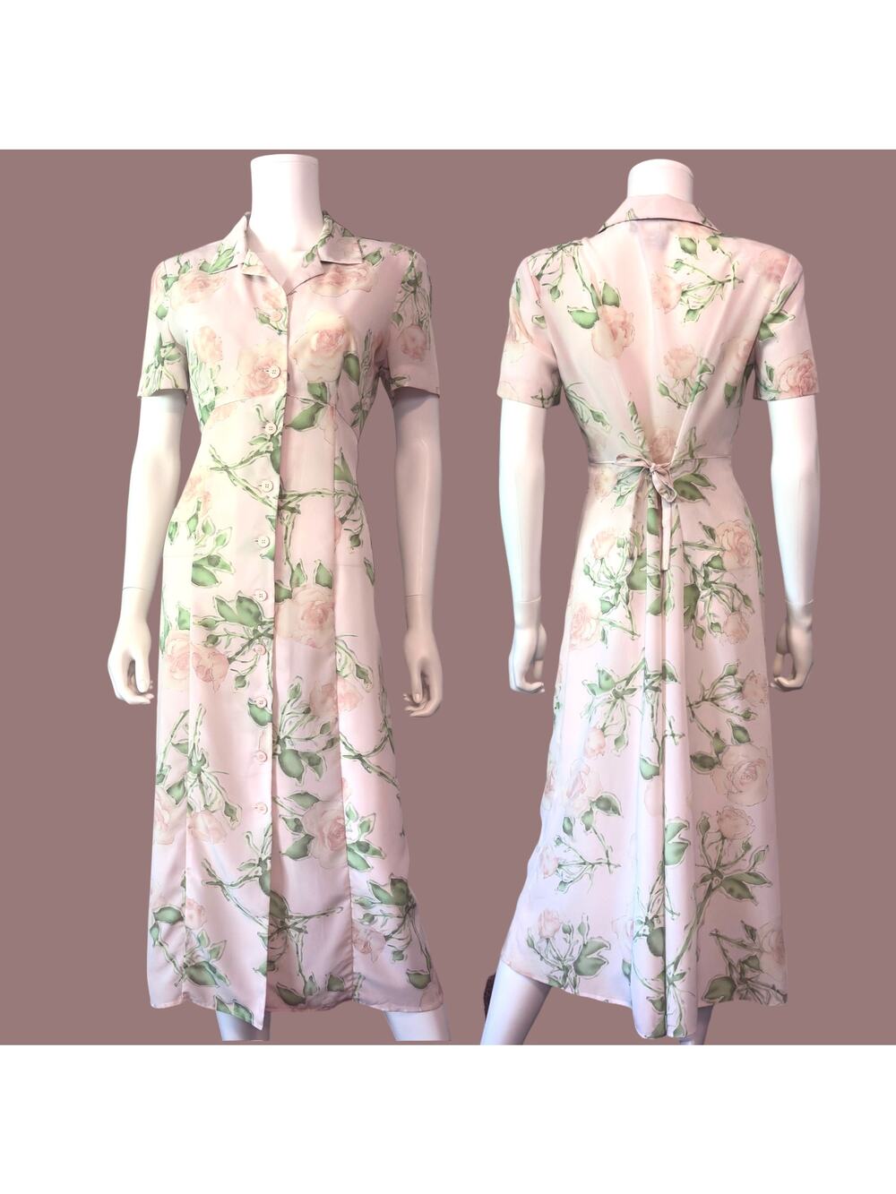 Norton McNaughton Floral Shirt Dress Size 8P Midi Short Sleeve Romantic Fairy